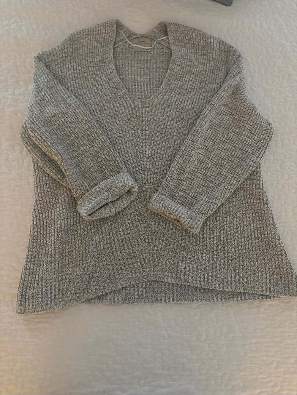 Urban Outfitters Gray Ribbed V-Neck Sweater
